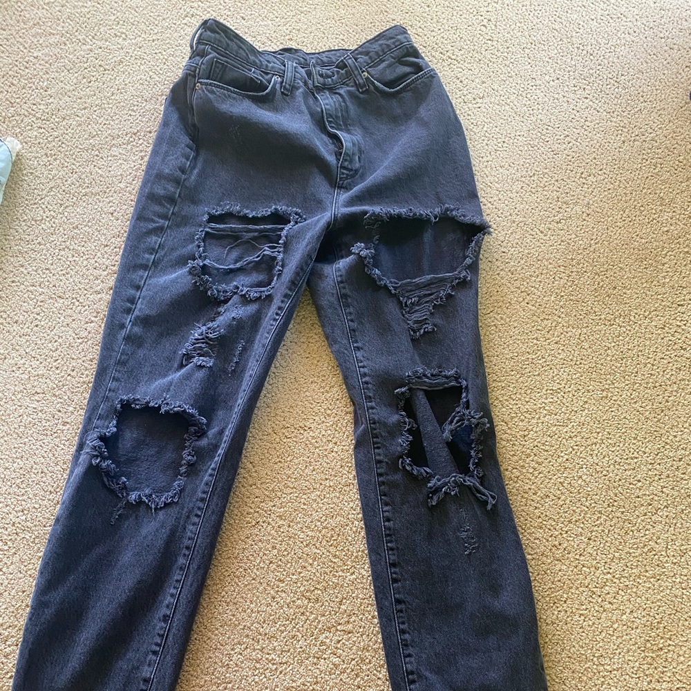 BDG washed black ripped mom jeans